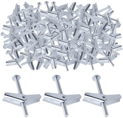 60 Stuks 1/4'' Verzinkte Stalen Ronde Hoofd Toggle Bout en Vleugelmoer voor Zware Items Ophangen aan Droogplaat