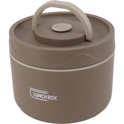 550ml Roestvrijstalen Geïsoleerde Bento Lunchbox Stapelbaar 2 Laags Ronde Bento Lunchbox Roestvrij Staal Lekdicht Eten Thermal insulation type-dark brown