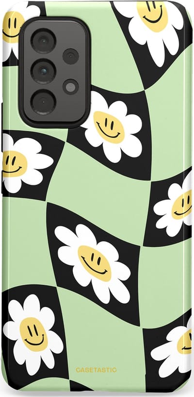 Casetastic hoesje geschikt voor Samsung Galaxy A53 (2022) 5G - Dubbellaagse bescherming - Golvende madeliefjes - Fashion Case - Mintgroen Zwart Wit Beige