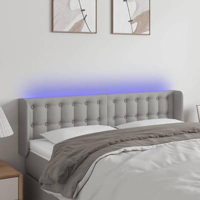 vidaXL - Hoofdbord - LED - 147x16x78/88 - cm - stof - lichtgrijs