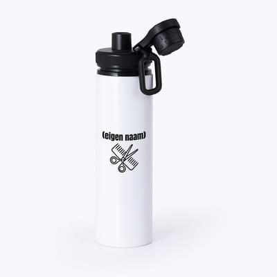 Hacebo® - kapperschaar en kam met eigen naam waterfles met draaidop zwart - Kapper - barbers - collega's - verjaardag - afscheidscadeau - geschenk - kado - water fles - 850ML
