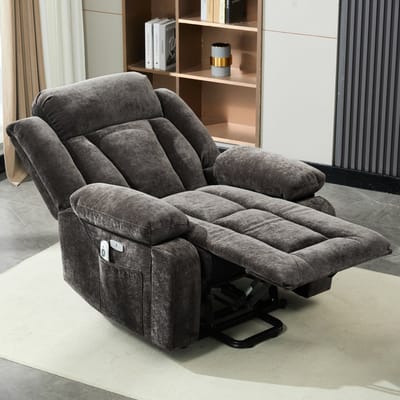 MODENUIT Relaxfauteuil 95 x 94 x 107 cm - Elektrisch Verstelbaar met Massage en Verwarming - Woonkamer - Stof Bruin