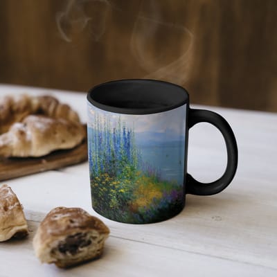 Magische Mok - Foto op Warmte Mokken - Koffiemok - Bloemen - Meer - Bergen - Groen - Magic Mok - Beker - 350 ML - Theemok