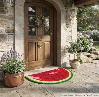 Voetmat kokos halfrond 40x70 cm - antislip PVC - natuurlijke kokosvezel vuilvangmat voor binnen en buiten - Maison Elara