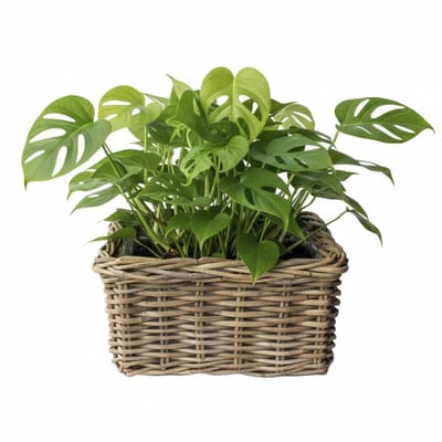 Van der Leeden Plantenmand Klassiek - bruin - rechthoek - 30 x 30 x 15 cm - rotan - gevlochten riet - mand - opbergen