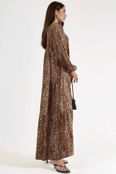 Comfort Fit Luipaardprint Maxi Jurk