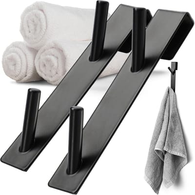 KADAX Deurhaken om op te hangen, deurkaphaken, deurkledinghaken, kledinghaken, deurkapstokhaken, deurkledinghaken van roestvrij staal (zwart - 2 stuks, dubbel)