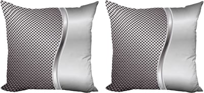 ABAKUHAUS Grijze kussensloopset (2 stuks), vierkant raster, 60 cm, grijs