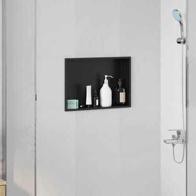 vidaXL - Douche - Niche - Zwart - 45 - x - 30 - x - 9,5 - cm - Roestvrij - staal