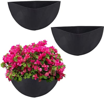 Dailygoods- Planter Liner 3 Stuks - Halfronde Vilt Matten - Zwart - Herbruikbaar - 303x171x6mm - Duurzaam Materiaal - Plantenbak