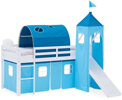 Homestyle4u Hoogslaper - 90x200 cm - Blauw - met glijbaan