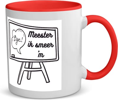 Akyol - meester ik smeer ´m koffiemok - theemok - rood - Meester - meester - leraar - 350 ML inhoud