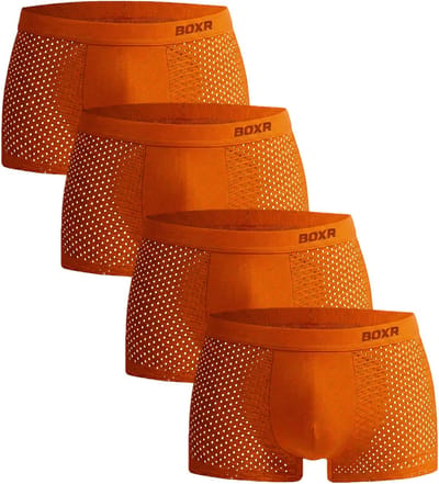 BOXR Oranje WK Boxershorts Heren 4 Pack - Oranje WK Boxershorts - Bamboe Ondergoed Heren - Duurzaam & Ademend - Zijdezacht - Perfecte Pasvorm - Ondergoed Heren - Onderbroeken Heren - Ideaal voor Dagelijks Gebruik & Sport