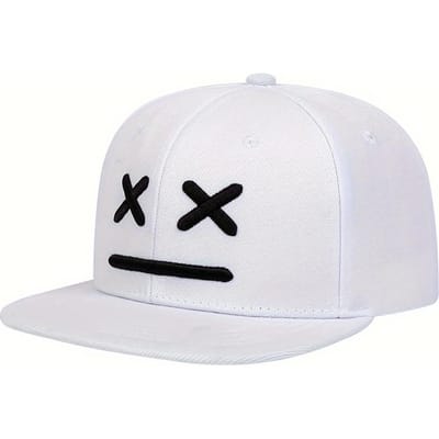 Unisex Xx Lachend Gezicht Borduurwerk Hip-Hop Hoeden Lente En Herfst Buiten Verstelbaar Casual Baseballpetten Zonwerende Hoed white