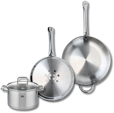 Set van 2 Koekenpannen 28 en 32 cm en 1 braadpan 20 cm Elo Profi Citrin