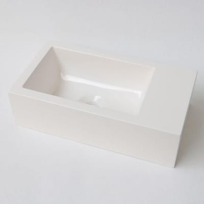 Fontein INK Contra Rechthoek Rechts 40x22x10cm Polystone Cilinder Glans Wit Zonder Kraangat