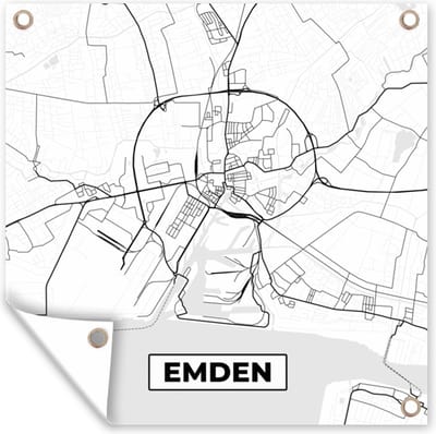 Tuin poster Emden - Kaart - Stadskaart - Plattegrond - 200x200 cm - Tuindoek
