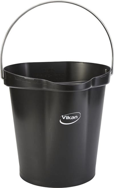 Vikan Emmer 56869 - 12 Liter - Zwart - Stevige Emmer - Chemicaliën bestendig - Maximaal 100°C - Geschikt voor Voedselverwerking en Schoonmaakwerkzaamheden