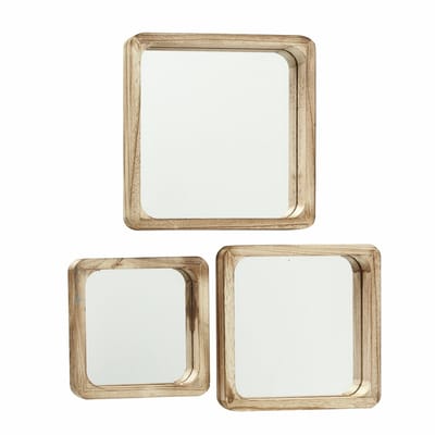 Boltze - Spiegelset - Spiegel - Mambo - Vierkant - Houten frame - Set van 3