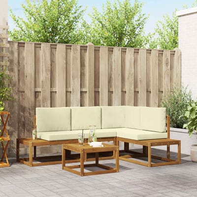 vidaXL - 5 - st - Buiten - bank - set - Massief - Acacia - Hout - en - Polyester