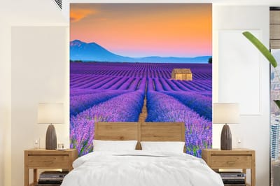 Behang - Fotobehang Lavendel - Paars - Bloemen - Breedte 205 cm x hoogte 280 cm
