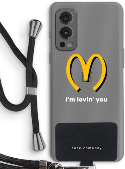Case Company® - Hoesje met koord geschikt voor OnePlus Nord 2 5G hoesje met Koord - I'm lovin' you - Telefoonhoesje met Zwart Koord - Bescherming aan alle Kanten en Over de Schermrand