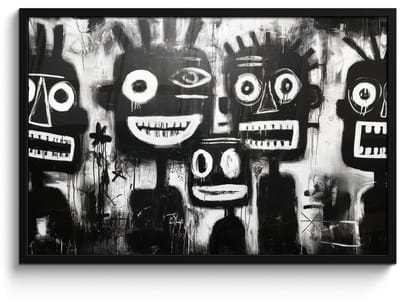 Poster in lijst - Fotolijst 90x60 cm - Posters - Schilderij - Figuren - Zwart - Abstract - Posterlijst zwart - Decoratie - Wanddecoratie woonkamer - Muurdecoratie slaapkamer