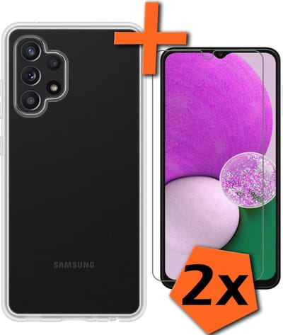 Hoes - Met 2x Screenprotector - Geschikt voor Samsung Galaxy A13 4G - Sterk & Shockproof - Back Cover - Siliconen Case - Telefoon Hoes - Transparant