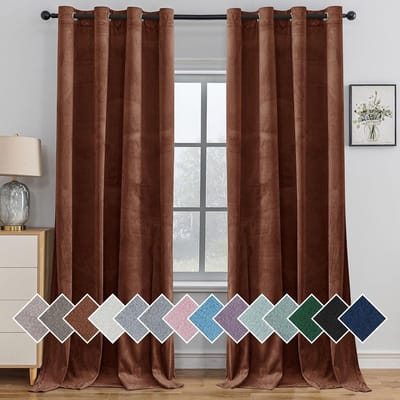 Verduisterende Velours Gordijnen - Set van 2 - 140 x 225 cm - Met Ringelpenen - Warmte-isolerend - Voor Slaapkamer en Woonkamer