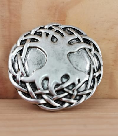Magneet - broche - Design - Tree of Life - Keltische - Rond - Antiek zilver kleur - Ø 4 cm - Praktisch en stijlvolle oplossing om - omslagdoek - sjaal - vest - sluiten zonder gaatjes of beschadigingen te veroorzaken.