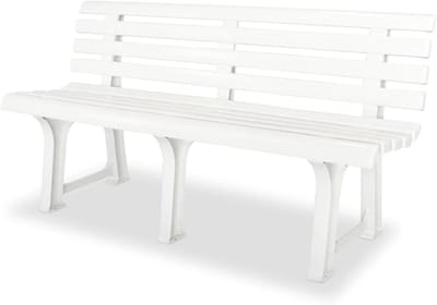 Tuinbank - Buitenbank - Ontspannen buiten - Weerbestendig kunststof - 1455 cm breed - Wit