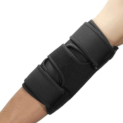 Loogdeel 1Stuks Elleboogbrace Beschermer Nachtelijke Elleboog Slaapondersteuning Kenmerken Stabilisator Afneembare Metalen Spalken Cubitaal Tunnel Syndroom Tendinitis zwart