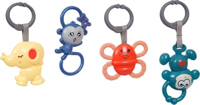 Speelgoedtopdeals - Rammelaar Hangspeeltje Buggyspeeltje - in Zak Olifant Vlinder Aap Aap