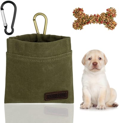 Allecto - Puppy Treat Bag - Hondenvoerzak - Waterdicht en zelfsluitend - Legergroen - Ideaal voor puppytraining - Handig voor onderweg