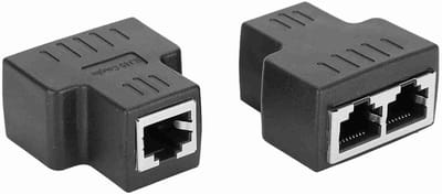 Ethernet Splitter - LAN Connector - Netwerk Uitbreiden - 1-in-2-uit Poort - 4 x 4 x 2 cm - Zwart