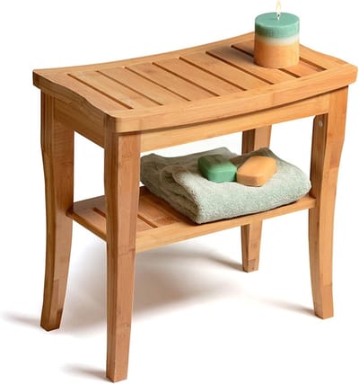 Badkamer Kruk - Douche Zitje - Veilig Douchen - Massief Hout - 250KG Draaglast - Natuurlijk