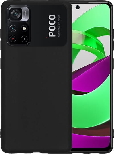 Hoesje - Geschikt voor Xiaomi Poco M4 Pro 5G - Sterk & Shockproof - Hoes Cover - Siliconen Case - Telefoonhoesjes - Zwart