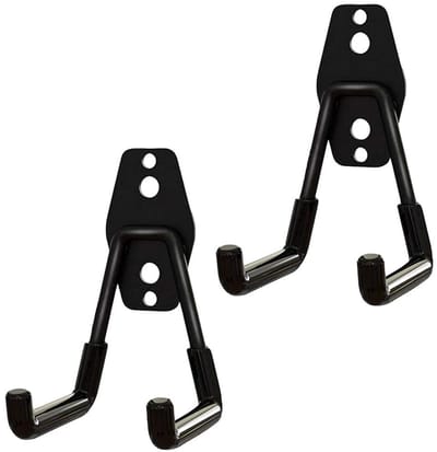 Allecto - Garageopslag Haken - Tuingereedschap Organizer - Zwart - U-haken - Stalen Muurbevestiging - Geschikt voor Garage - 2-pack