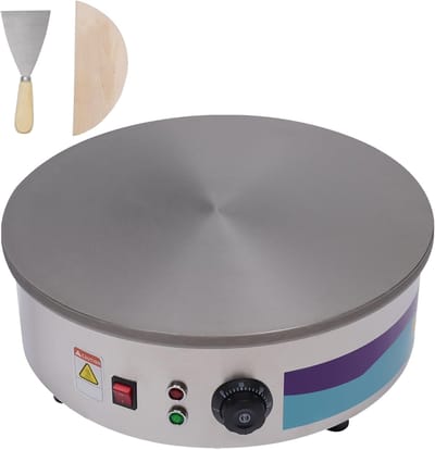Crêpemaker - Pannenkoekenapparaat - Professioneel Bakken - Instelbare Temperatuur - 45 cm Plaat - Zilver