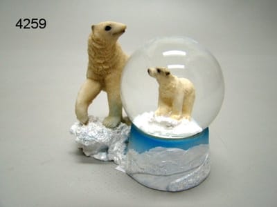 Geharo Sneeuwbol ijsbeer - hoogte 7 cm - diameter 4,5 cm - polystone en glas