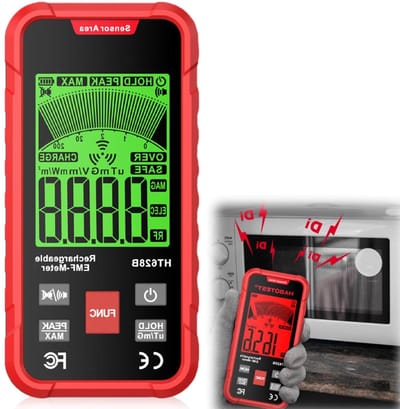 EMF-meetinstrument - Stralingsdetector Meter - Straling Meten - 3-in-1 Meting - 180 x 45 x 25 mm - Zwart