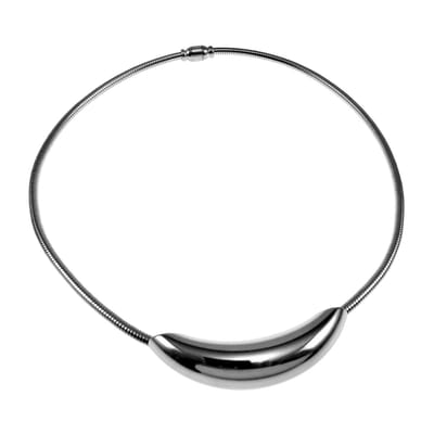 41cm Ketting Dames - Choker - Gepolijst RVS - Slangenketting met Gebogen Buishanger - Halsketting