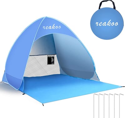 Pop-up strandtent UPF 50+ draagbare zonneschermtent - lichtgewicht strandschuilplaats voor volwassenen en baby's - 2-3 personen met draagtas