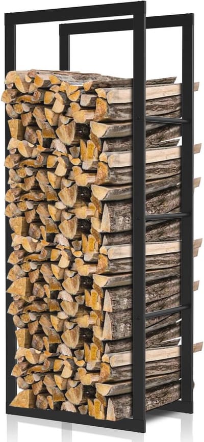Robuust Metalen Brandhoutrek voor Binnen en Buiten, Zwart, Compact en Stabiel 100 x 40 x 25 cm