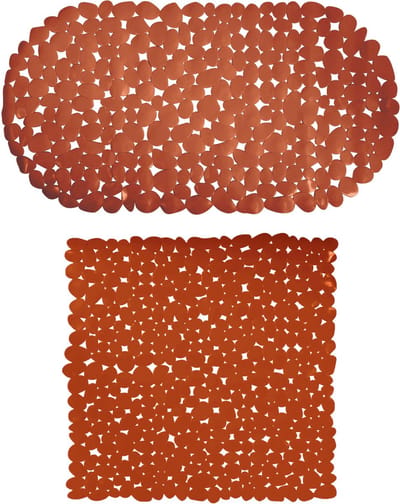 MSV Douche/bad anti-slip matten set badkamer - pvc - 2x stuks - terracotta - 2 formaten