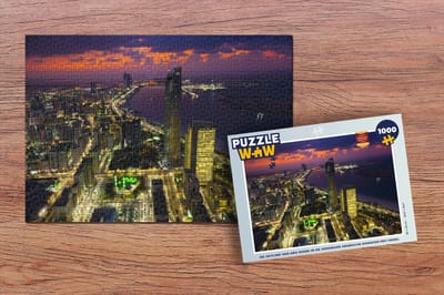 Puzzel De skyline van Abu Dhabi in de Verenigde Arabische Emiraten met hemel - Legpuzzel - Puzzel 1000 stukjes volwassenen