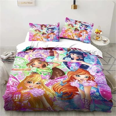 3D Print Winx Saga Club Beddengoed Set Dekbedovertrek Bedset Quiltovertrek Kussensloop Dekbed King Queen Size Jongens Volwassenen Beddengoed Set 70x133cm 2pcs
