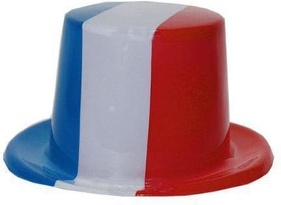 Hoge hoed in Franse vlag kleuren - Plastic - Voor volwassenen - Verkleed accessoires