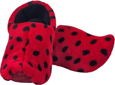Elcee-HaELcee-Haly – Klomp sloffen – Pantoffelklomp met Lieveheersbeestjes motief – Warme sloffen – Rood/Zwart – Maat 25/26/27