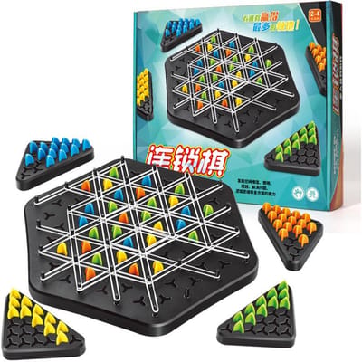 Kinderen Denktraining Driehoek Schaak - Nieuwe Geometrie Ketting Puzzel Desktop Spel Elastiekje Training Familie Interactie blue